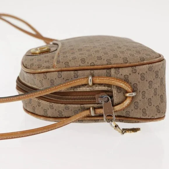 GUCCI Micro GG Supreme Shoulder Bag PVC Beige Gold
